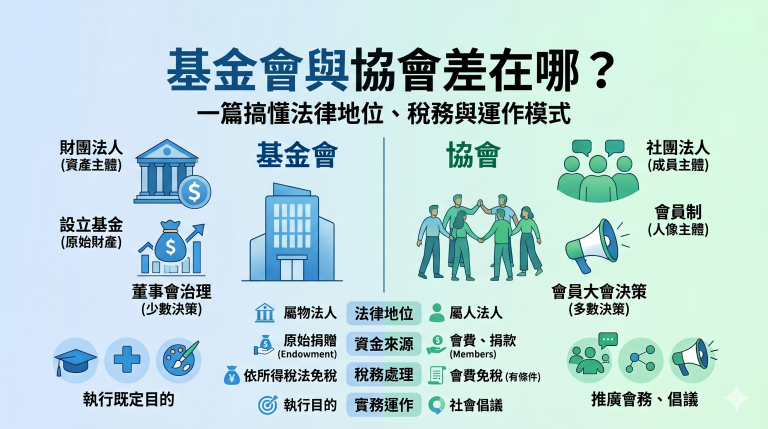 基金會與協會差在哪？一篇搞懂法律地位、稅務與運作模式