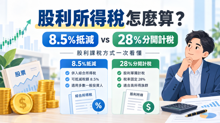 股利所得稅怎麼算？8.5%抵減、28%分開計稅比較與節稅攻略